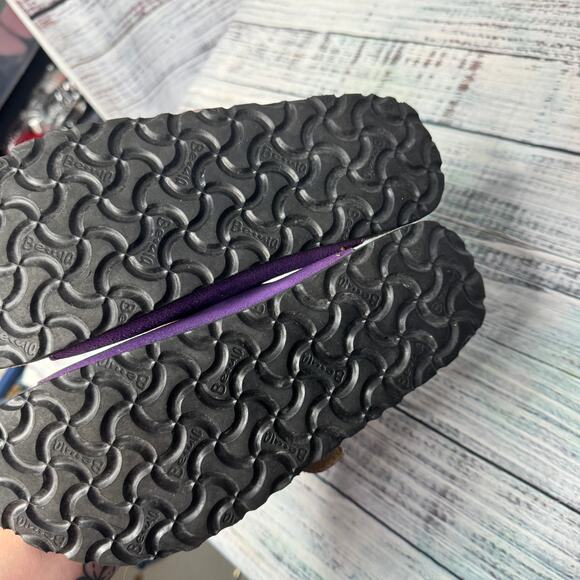 Birkenstock Purple Floral Two Strap Sandals Cork Footbed Size 6 37 - Picture 4 of 4